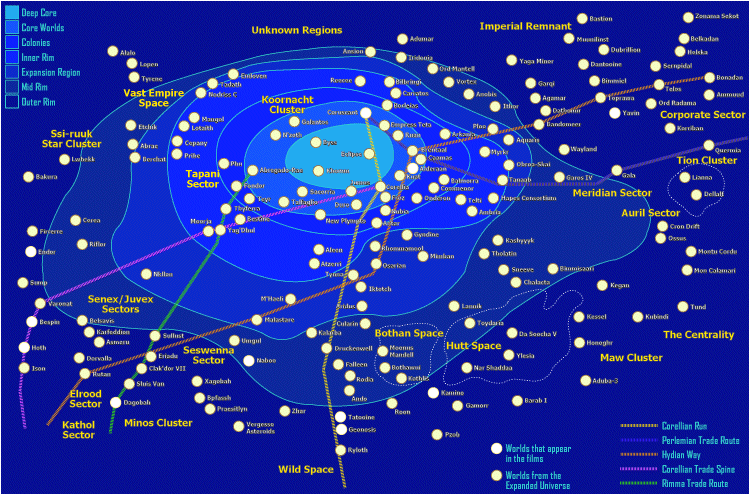 Star Wars Map Of The Galaxy. showing galaxy star maps